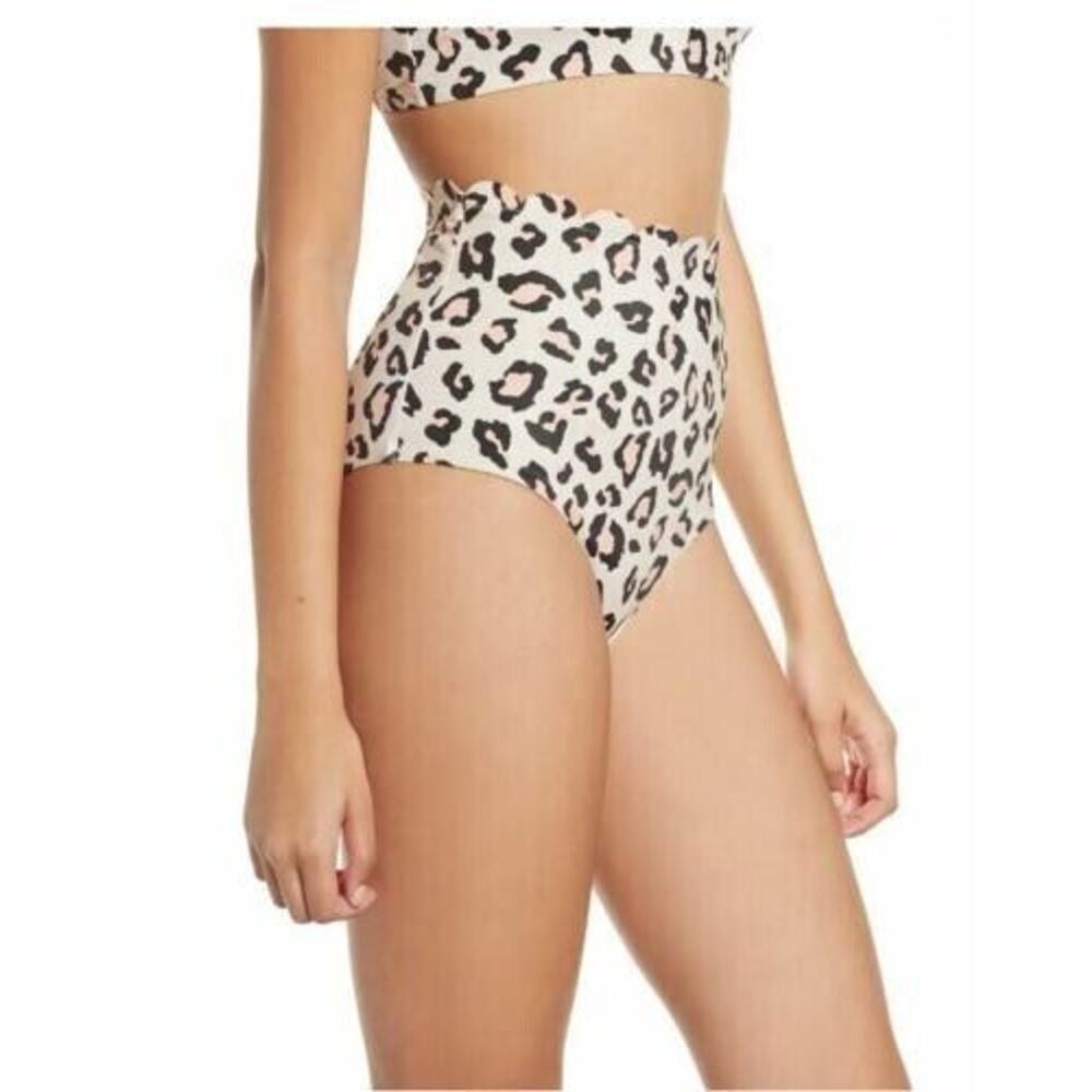 Chelsea28 Women's Scallop High Waist Animal Print Bikini Bottoms‎ Xlarge